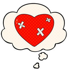 Cartoon Beaten Up Heart And Thought Bubble