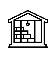 Inside Wall Insulation With Mineral Wool Line Icon