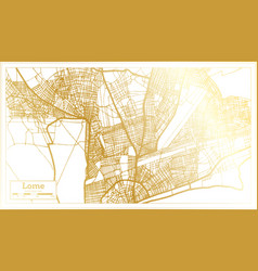 Lome Togo City Map In Retro Style In Golden Color