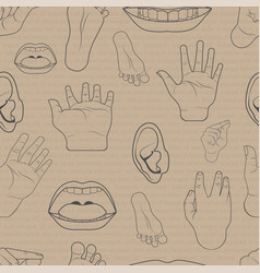 Pattern Seamless Set Of Body Parts Is Hand Mouth