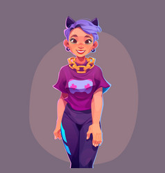 Girl Teenager Cartoon Young Woman With Violet Hair