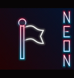 Glowing Neon Line Flag Icon Isolated On Black