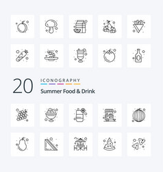 20 Summer Food Drink Line Icon Pack Like Fruits