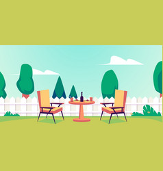 Banner Or Flyer For Backyard Garden Party Cartoon