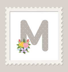 Letter M With Flowers Floral Alphabet Font