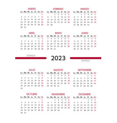 Pocket Calendar On 2023 Year Spanish Red