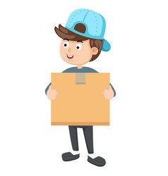 Smiling Delivery Man Holding A Package Box