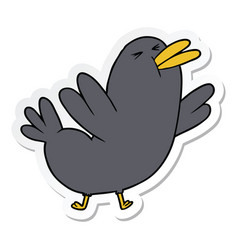 Sticker Of A Cartoon Blackbird