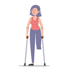 Young Woman On Crutches Isolated Injured Lady