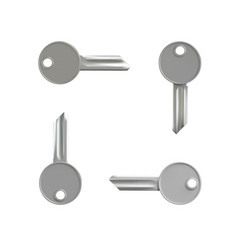 3d Iron Keys Mockup Set Realistic Silver