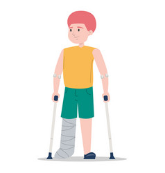 Boy On Crutches With A Broken Leg