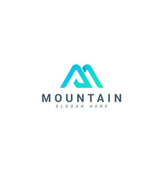 Letter M Creative Blue Colour Mountain Logo