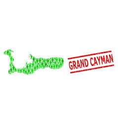 Textured Grand Cayman Stamp Print And Green People