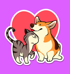 Cat Amp Corgi Love Sticker