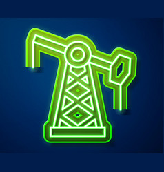 Glowing Neon Line Oil Pump Or Pump Jack Icon