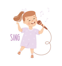 Little Girl Singing Song With Microphone