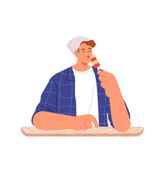 Man Eating Sweet Dessert Licking Icecream