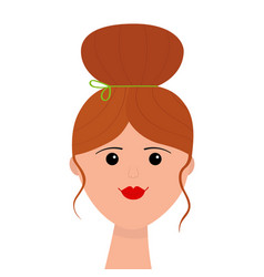 Portrait Of Woman Stylish Bun Hairstyle Red Hair