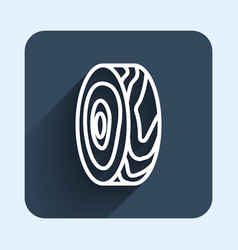 White Line Tree Rings Icon Isolated With Long