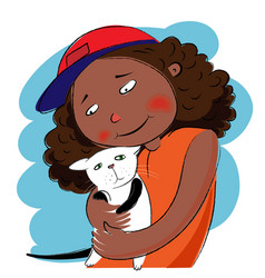 A Girl Holding Black Cat In Her Arms