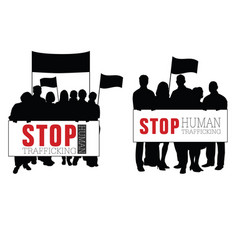 Stop Human Trafficking With People Silhouette