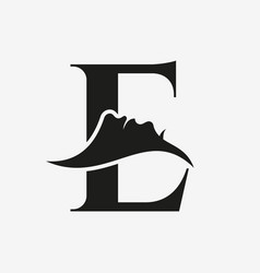 Woman Face Logo On Letter E Beauty Spa Symbol