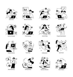 Set Of 16 Productivity Doodle Mini