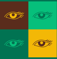 Pop Art Beautiful Woman Eye Icon Isolated On Color