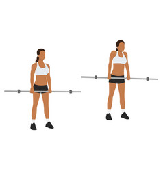 Woman Doing Barbell Shoulder Shrugs Exercise