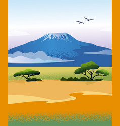 African Landscape With Kilimanjaro Mountain