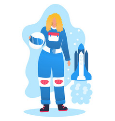 Blonde Woman Character Cosmonaut In Space Suit