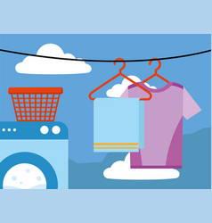 Laundry Tshirt And Towel Hanging And Basket