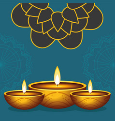 Lights Lamp And Mandala Diwali