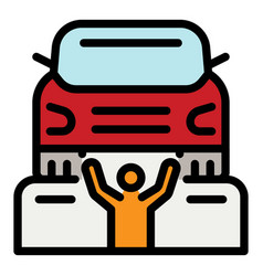 Man Under Car Repair Icon Color Outline