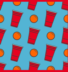 Beer Pong Seamless Pattern Red Plastic Cups