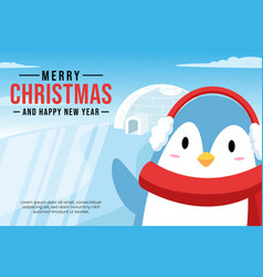 Christmas Greetings Banner With Penguin