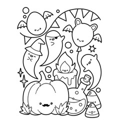 Cute And Kawaii Halloween Coloring Page