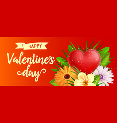 Valentines Day Banner With Flowers