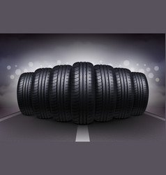 Car Tires On Night Roadway