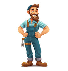 Construction Worker Hands On Hips With Beard Full