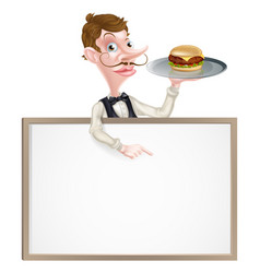 Burger Waiter Pointing At Sign