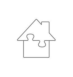 House Puzzle Line Icon Isolated Simple Sign