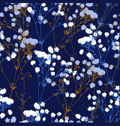 Winter Blue Night Sweet Floral Garden Graphic