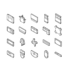 Floor Plan Interior Furniture Isometric Icons Set