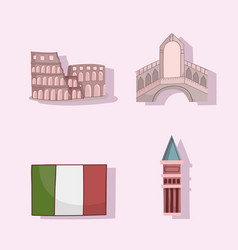 Italy Landmarks And Flag