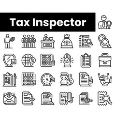 Set Of Outline Tax Inspector Icons