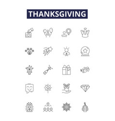 Thanksgiving Line Icons And Signs Stuffing