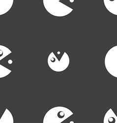 Pac Man Icon Sign Seamless Pattern On A Gray