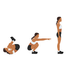 Woman Doing Rolling Squat Exercise Flat