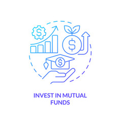 Invest In Mutual Funds Blue Gradient Concept Icon